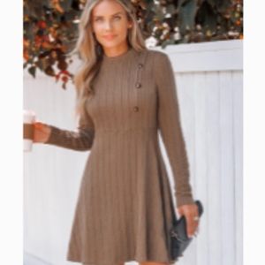 Latte texturized mini dress Cupshe women’s L large NWT